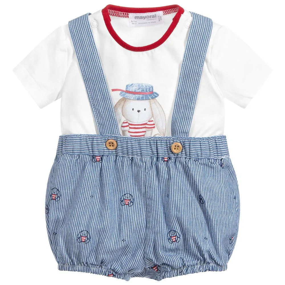Blue & White Shorts Set