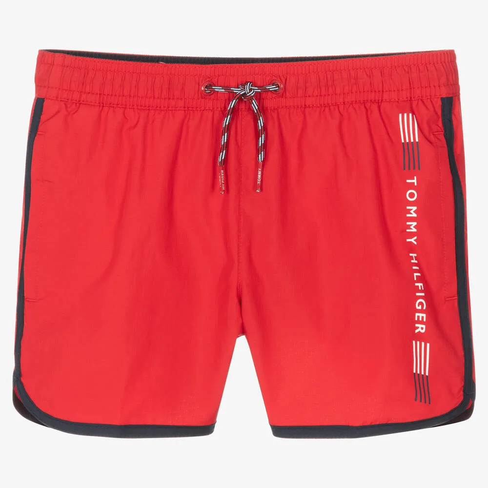 Boys Red Logo Swim Shorts