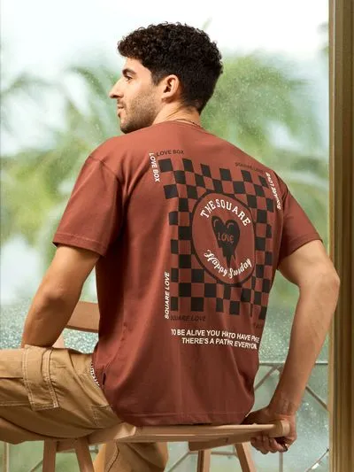 Buy Beyoung Printed Brown Oversized T-shirts for Men Online in India - Beyoung
