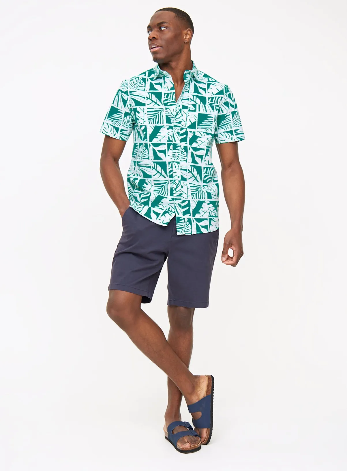 Buy Green Leaf Print Slim Fit Shirt L | Shirts | Tu
