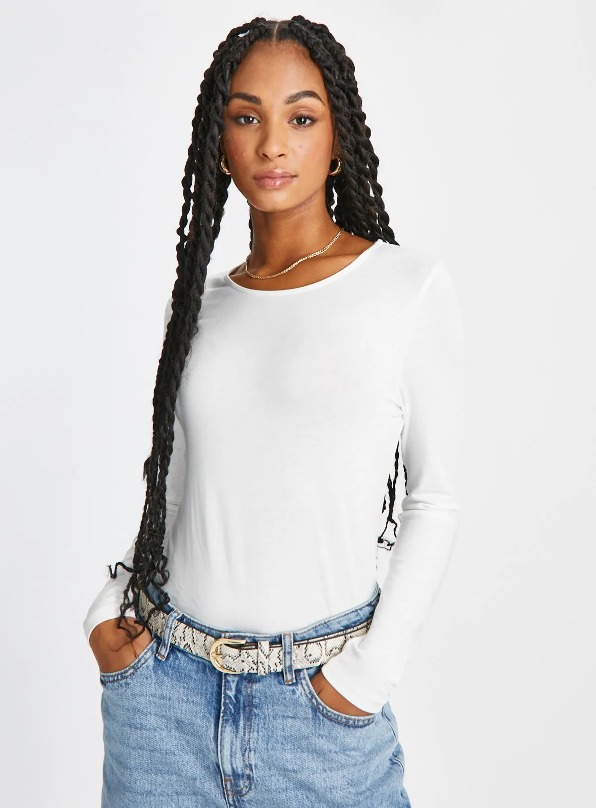 Buy Modal White Long Sleeve Top 8 | T-shirts | Tu