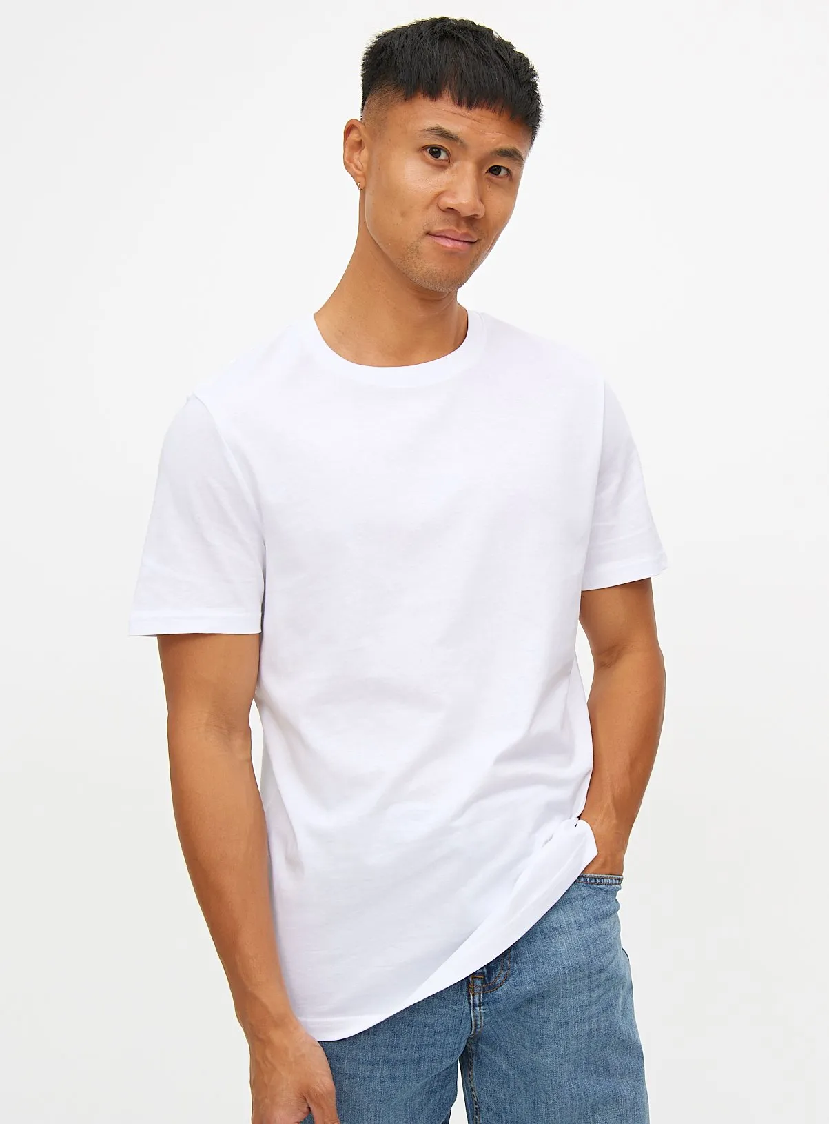Buy White Plain Core Short Sleeve T-Shirt L | T-shirts and polos | Tu