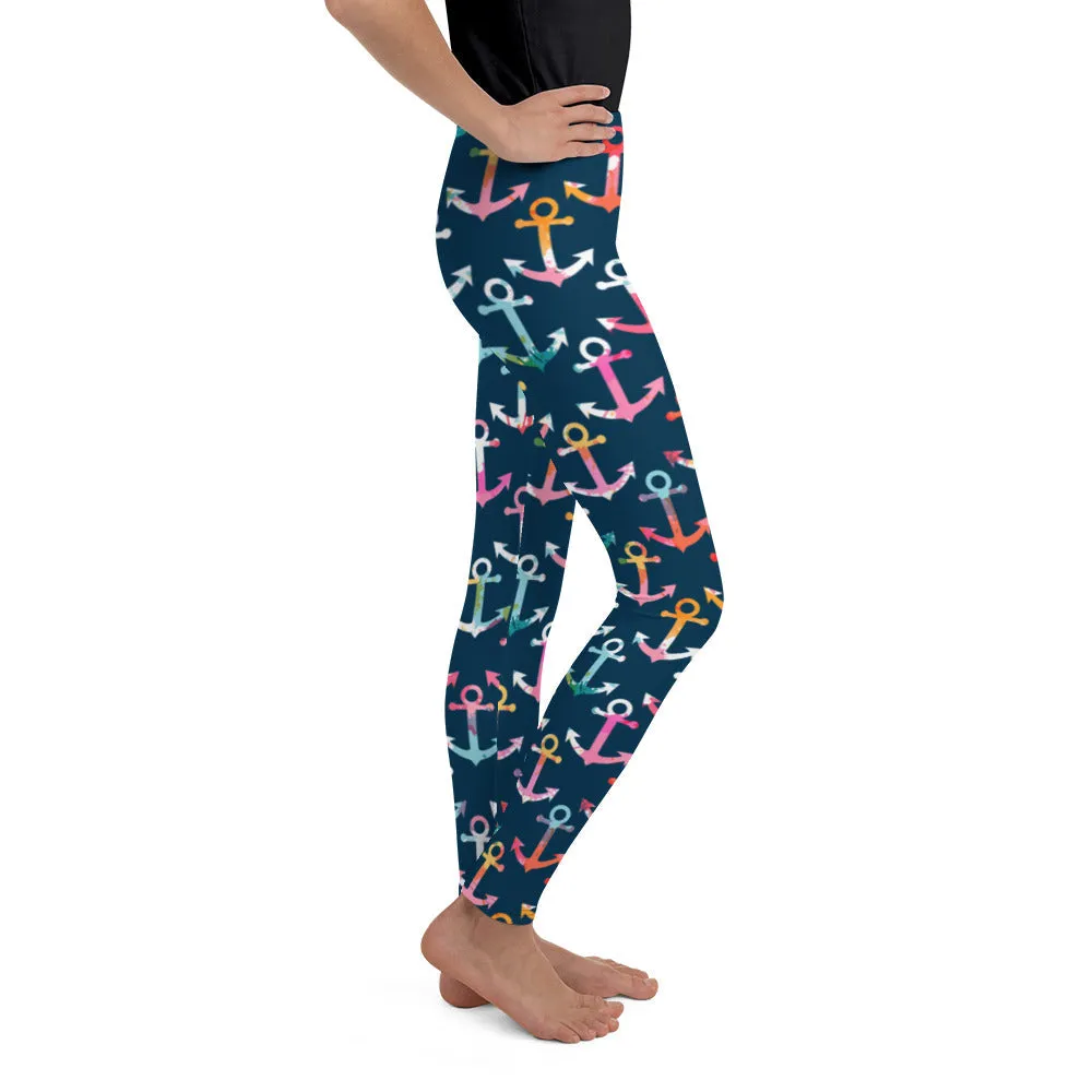 Colorful Anchor Youth Leggings