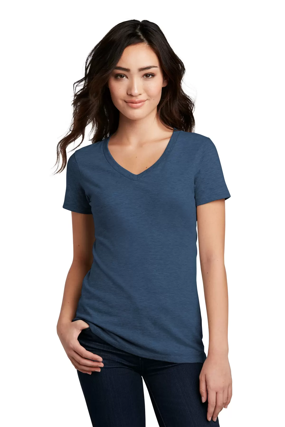 DM1190L District Made Ladies Perfect Blend V Neck T Shirts SKU: DM1190L