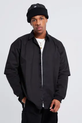 Faux Layer Jersey Sleeve Overshirt