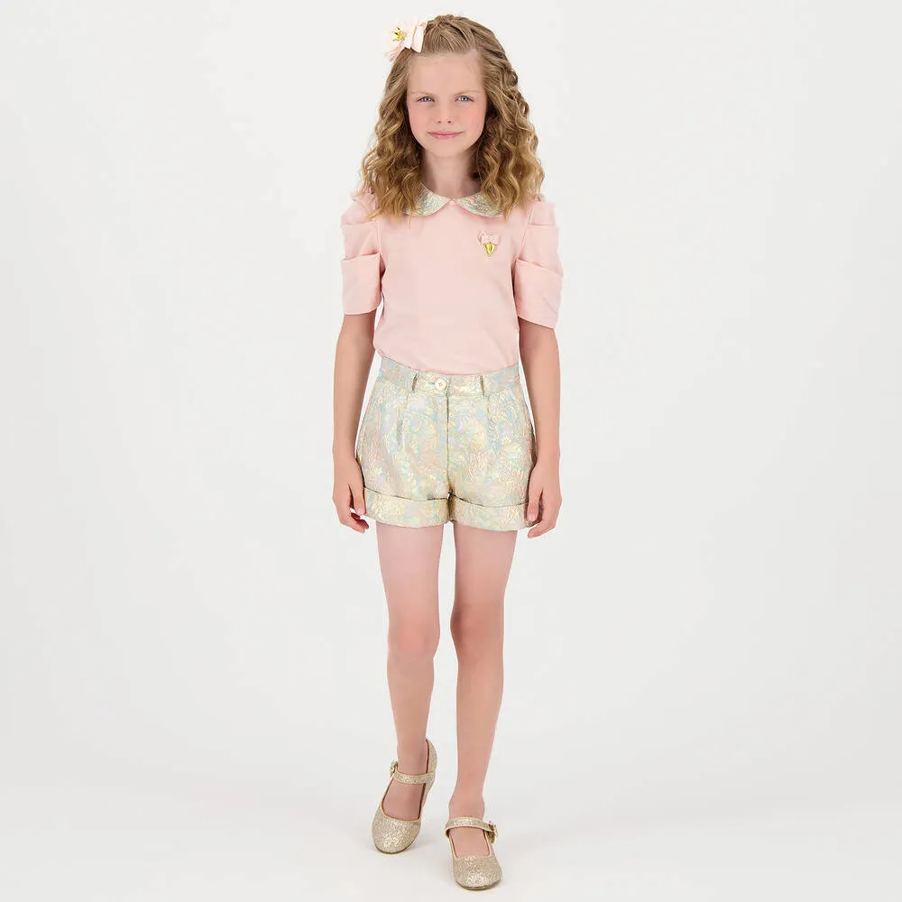Girls Pink Cotton Jersey Blouse