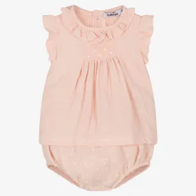 Girls Pink Cotton Shorts Set