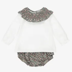 Green Floral Cotton Shorts Set