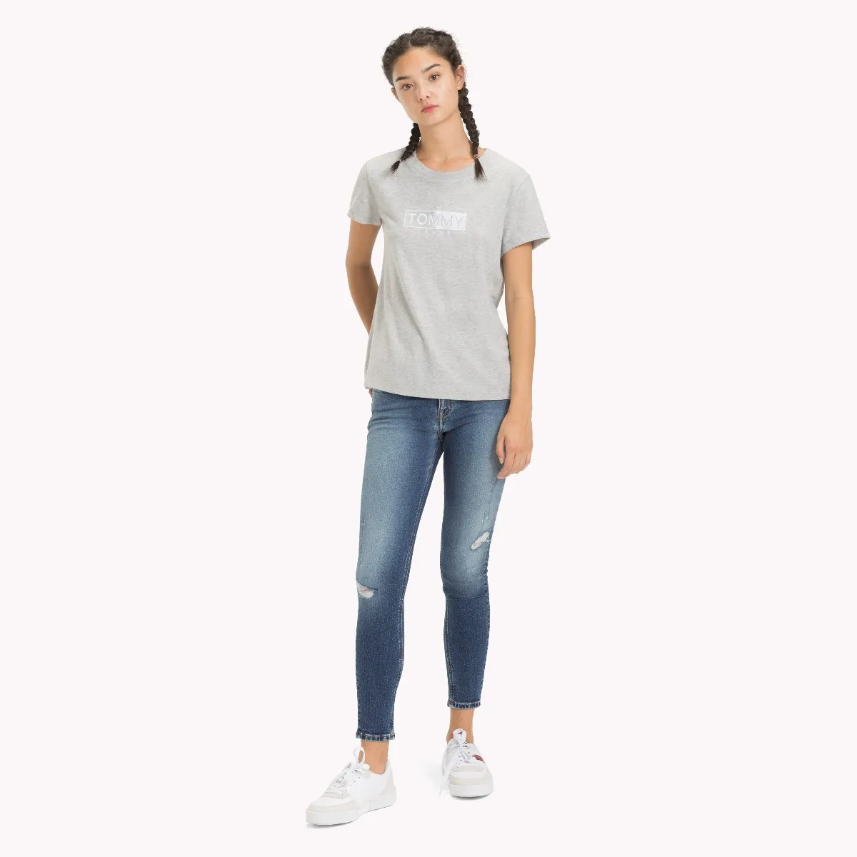Grey Crew Neck Logo T-Shirt | T-Shirts | Tommy Hilfiger