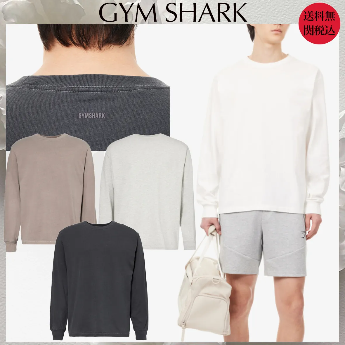 GymShark  |Crew Neck Unisex Plain Logo Workout Crew Neck T-Shirts