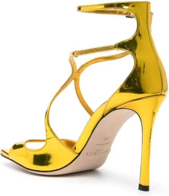 Jimmy Choo Azia 95mm leather sandals Yellow