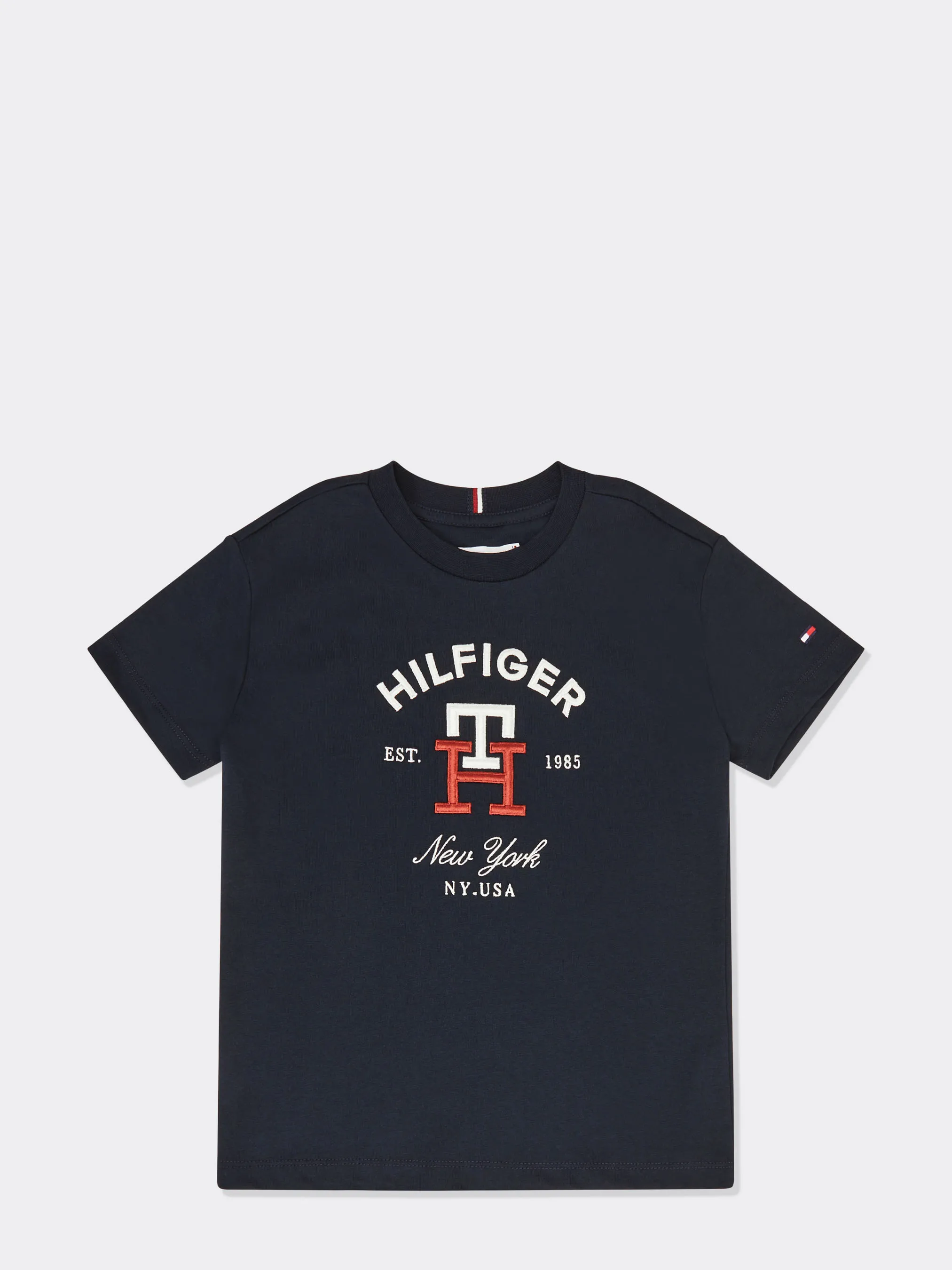 Kids Unisex 8-16 Curved Mono Tee | T-Shirts | Tommy Kids