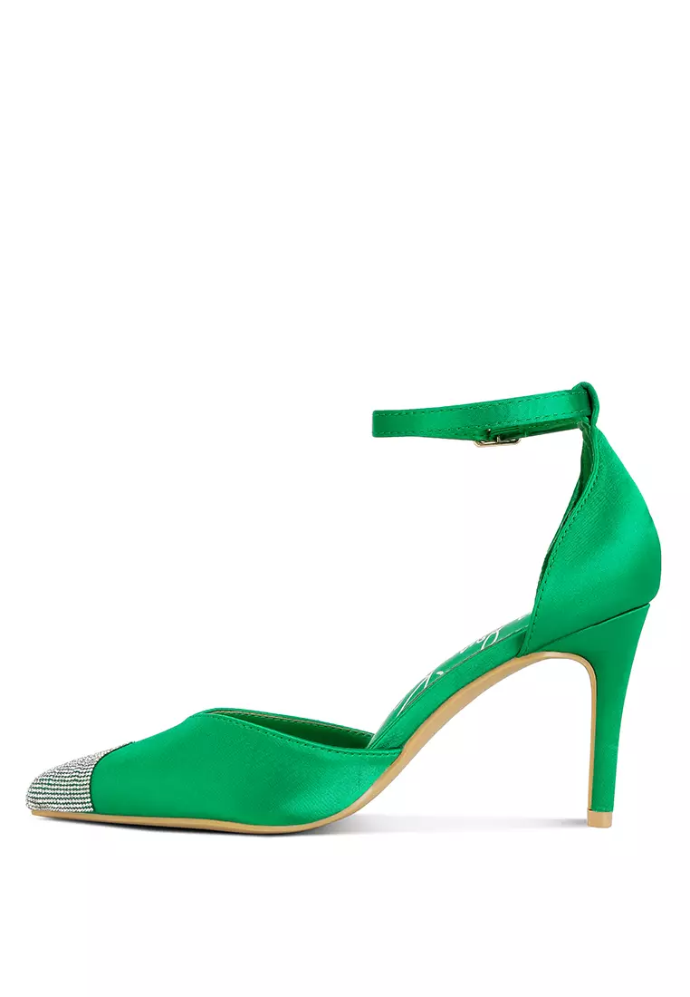 London Rag Green Toe Cap Embellished Sandals