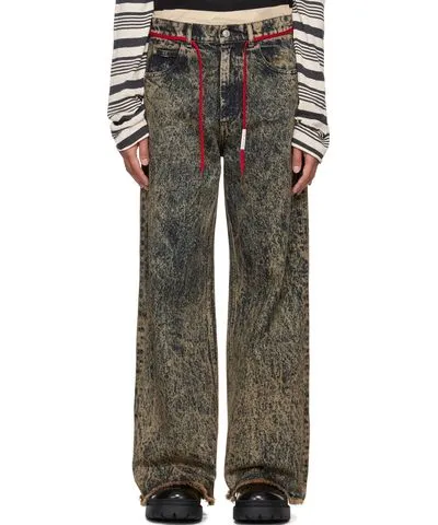 Marni Brown Marble-Dyed Jeans