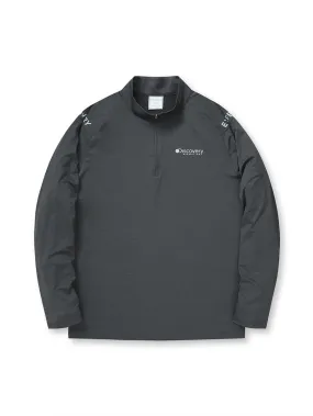Men Cool Zip Up Long Sleeve T-Shirts Dark Melange Gray
