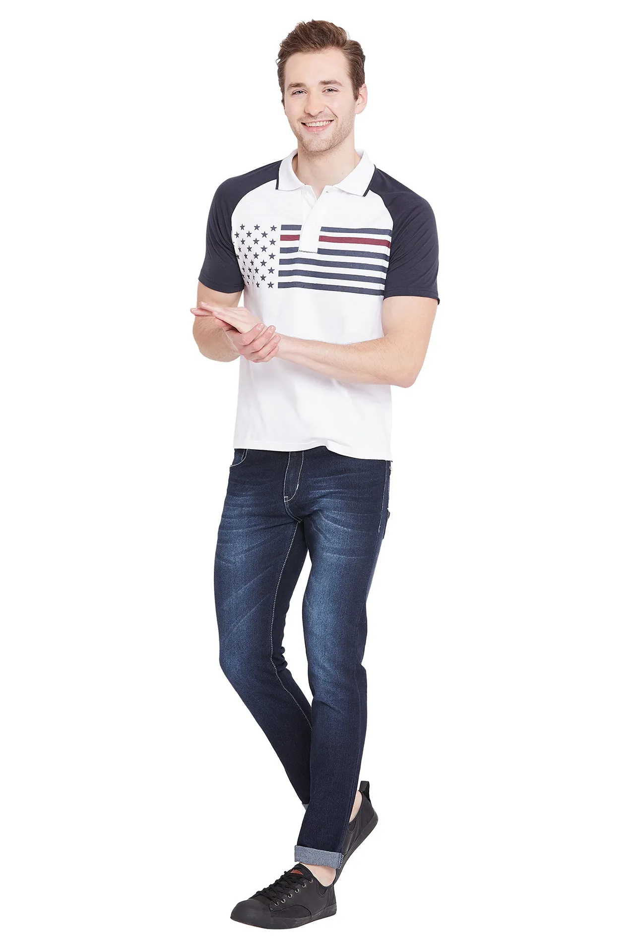 Men White Solid Casual Polo T-shirts