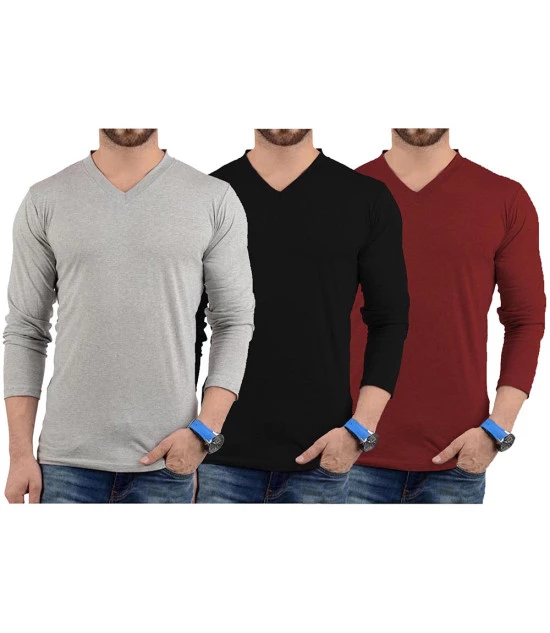 Men's V Neck Long Sleeve T Shirts (Pack of 3)