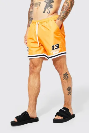Mid Length Moto Swim Shorts