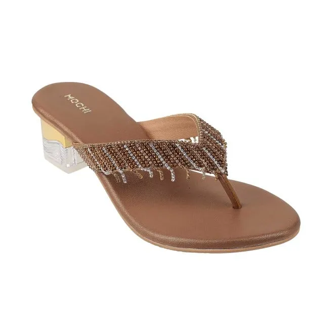 Mochi Women Antique-Gold Ethnic Sandals