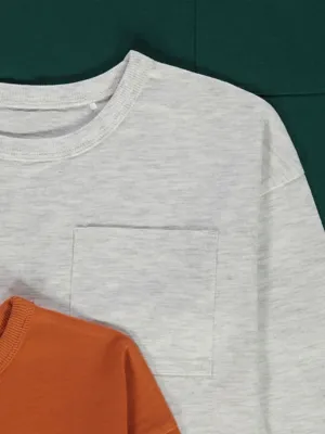 Ochre Long Sleeve Pocket T-Shirts 3 pack | Kids | George at ASDA