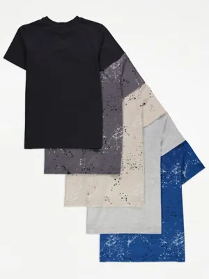 Paint Splatter T-Shirts 5 Pack | Kids | George at ASDA