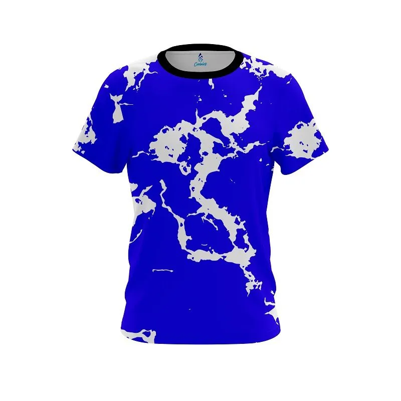 Plain Blue Shock CoolWick Bowling Jersey