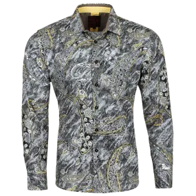 PREMIERE SHIRTS: GREY/BLACK FOIL PAISLEY