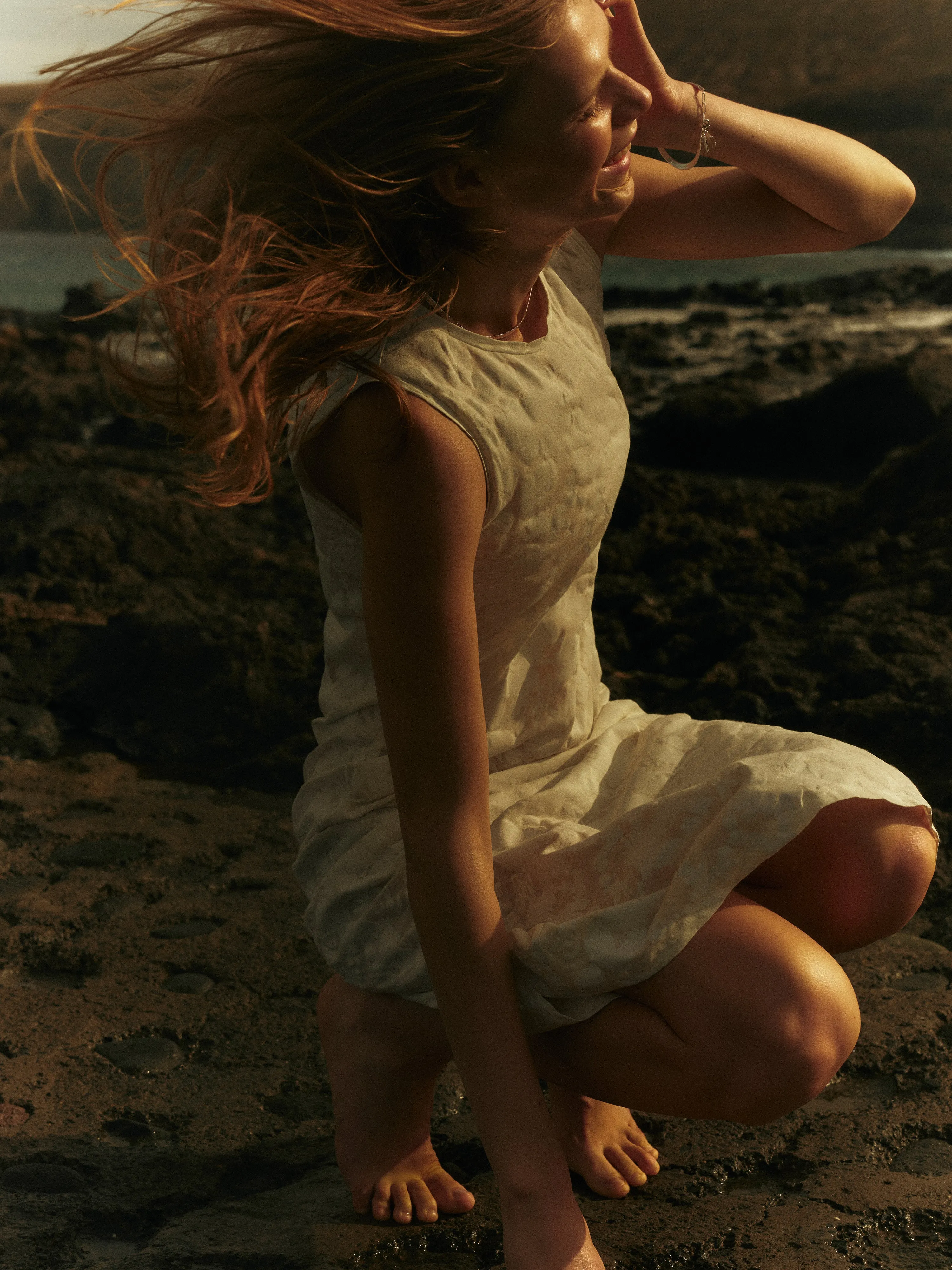 Printed Sheer Jersey Dress | White