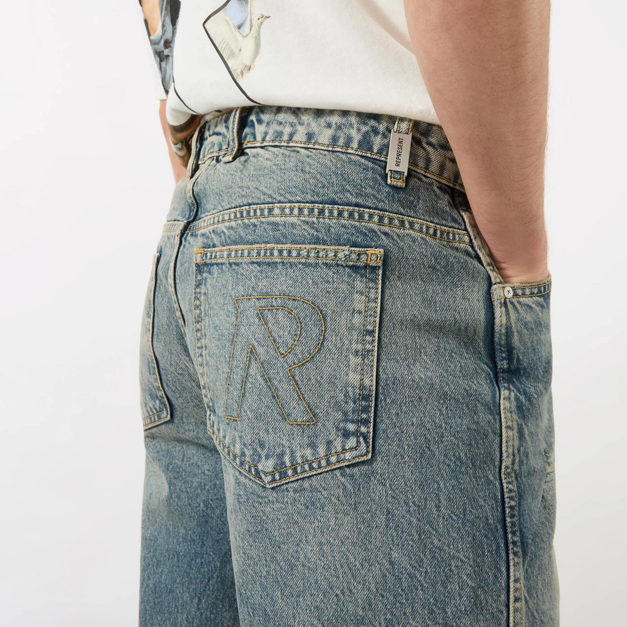 REPRESENT R2 Straight Leg Jeans - Mid Blue
