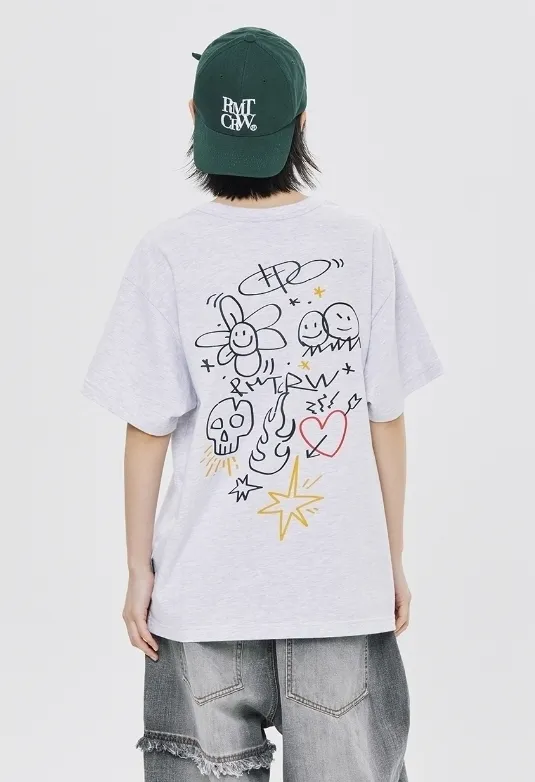 ROMANTIC CROWN  |Unisex Street Style Cotton Short Sleeves Oversized T-Shirts