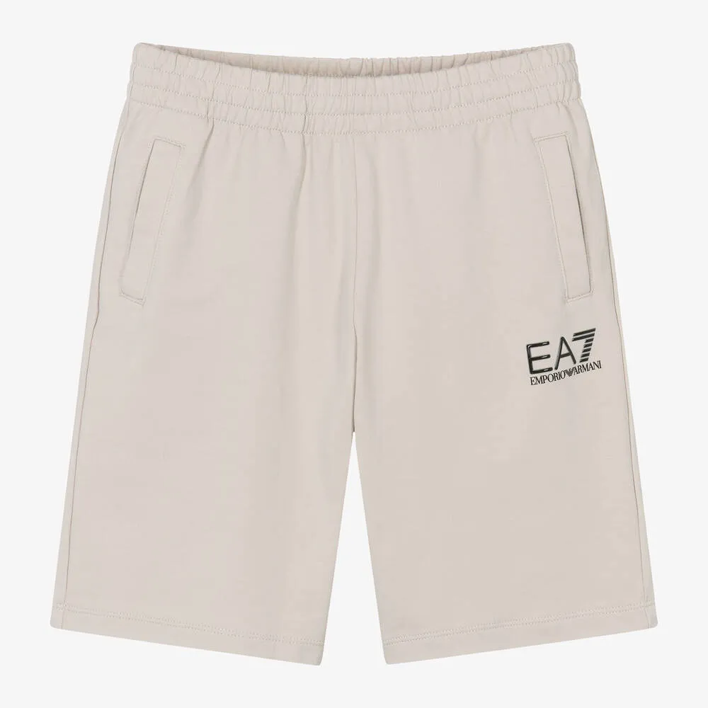 Teen Boys Beige Cotton Jersey Shorts