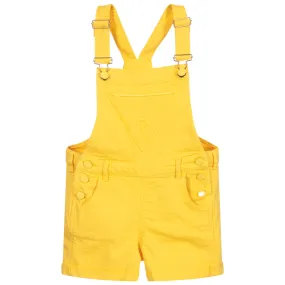 Teen Girls Yellow Dungaree Shorts